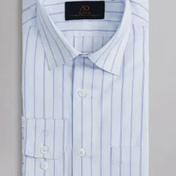 Ad By Arvind Light Blue Regular Fit Striped Shirt image 5
