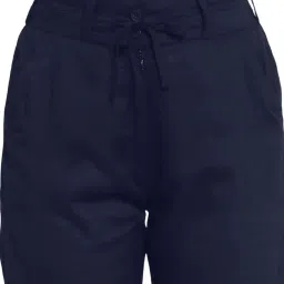 PATRORNA Navy Mid Rise Slim Fit Trousers image 5