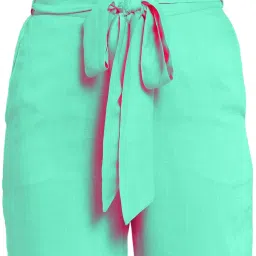 PATRORNA Mint Green Mid Rise Relaxed Fit Bootcut Trousers image 5