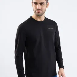 Spykar Black Cotton Poly Regular Fit T-Shirt image 4