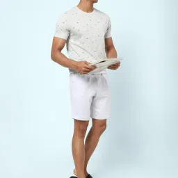 Ajile By Pantaloons Ecru Melange Cotton Slim Fit Lounge Shorts image 5