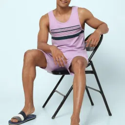 Ajile By Pantaloons Mauve Cotton Slim Fit Striped vest image 5