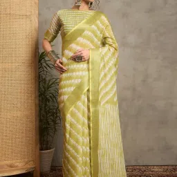 Saree Mall Light Green Linen Self Saree with Blouse Piece image 1