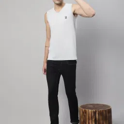 Vimal Jonney Light Khaki & Light Grey Sleeveless Lounge T-Shirt - Pack of 2 image 5