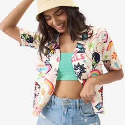 The Souled Store Pink Graphic Print Shirt image 1