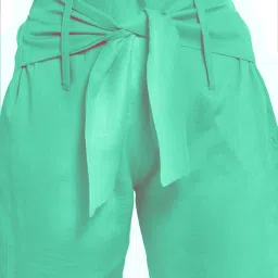 PATRORNA Mint Green High Rise Relaxed Fit Trousers image 5