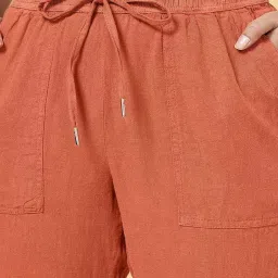 Honey by Pantaloons Orange Linen Pants image 5