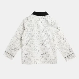 Cherry Crumble by Nitt Hyman Kids White & Black Printed Dalmatian Plush Nightsuit image 2