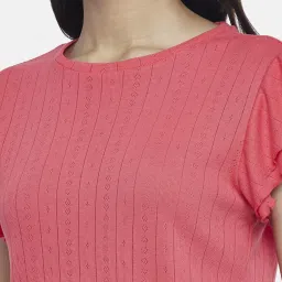 People by Pantaloons Pink Self Pattern Top image 5