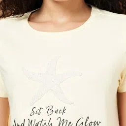 People by Pantaloons Cream Cotton Printed T-Shirt image 5