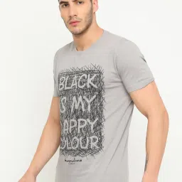 Masculino Latino Grey Cotton Regular Fit Printed T-Shirt image 3