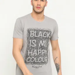 Masculino Latino Grey Cotton Regular Fit Printed T-Shirt image 1