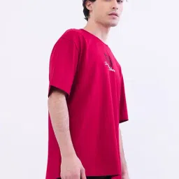 Spykar True Red Cotton Oversized Graphic Print T-Shirt image 4