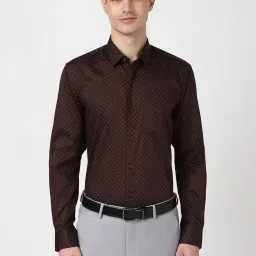 Peter England Brown Cotton Regular Fit Printed Shirt image 1
