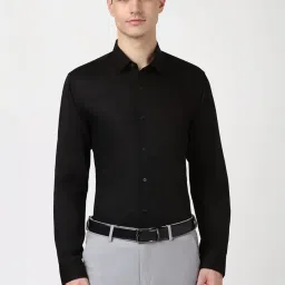 Peter England Black Cotton Slim Fit Printed Shirt image 1