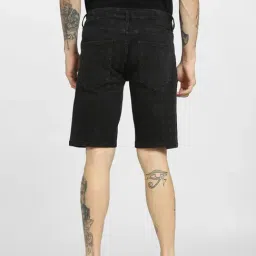 Jack & Jones Black Cotton Regular Fit Printed Denim Shorts image 2