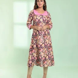 CHARUKRITI Purple Printed A Line Kurta image 1