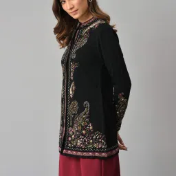 W Black Printed Cardigan image 3