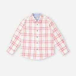 Pepe Jeans Kids Peach & White Checks Shirt image 1