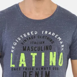 Masculino Latino Blue Cotton Regular Fit Printed T-Shirt image 4