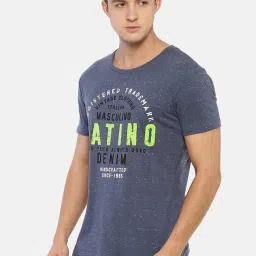 Masculino Latino Blue Cotton Regular Fit Printed T-Shirt image 3