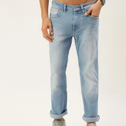 Flying Machine Men Blue Bruce Straight Fit Light Fade Stretchable Jeans image 1