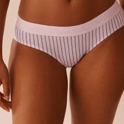 La Vie En Rose Purple Logo Elastic Band Striped Bikini Panty image 1