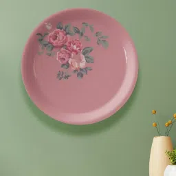 Nestroots English Rose & leaf Printed Multicolor Porcelain Wall Plate image 1