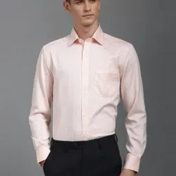 Louis Philippe Peach Cotton Regular Fit Self Pattern Shirt-picture-13