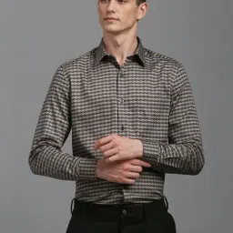 Louis Philippe Beige Cotton Regular Fit Printed Shirt-picture-28