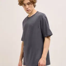 The Bear House Grey Cotton Oversized Print T-Shirt-image-95