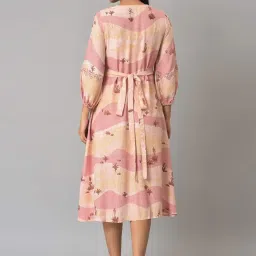 W Coral Printed A-Line Dress image 2