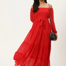 Cottinfab Red Maxi Georgette Dress image 4