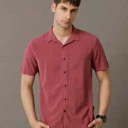 Identiti Dark Peach Slim Fit Shirt-picture-12