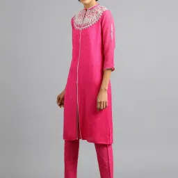 Wishful by W Pink Embroidered Straight Kurta image 3