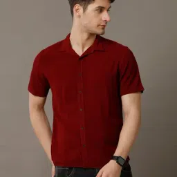 Identiti Maroon Slim Fit Shirt-picture-36