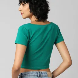 Only Green Cotton Ribbed Crop Top image 2