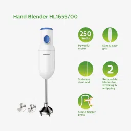 Philips HL1655/00 250 Watt Hand Blender (White/Blue) image 1