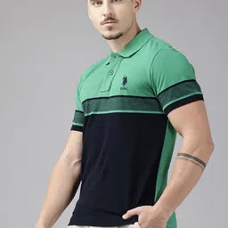 U.S. Polo Assn. Colourblocked Polo Collar Pure Cotton T-shirt image 1