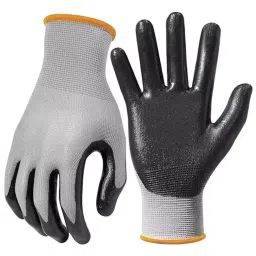 Swavind Safety Hand Gloves Synthetic Latex-Nitrile Coated Palm with Abrasion Resistance Grey & Black Free Size-picture-28