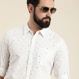 Moda Rapido Men Pure Cotton Slim Fit Nautical Printed Casual Shirt-image-3