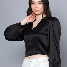 ANVI Be Yourself V-Neck Puff Sleeves Regular Top image 4