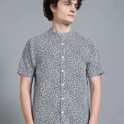 Moda Rapido Floral Printed Relaxed Fit Band Collar Oversized Shirt-image-2