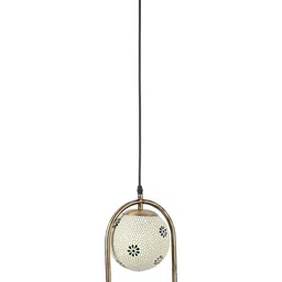 1ST TIME White And Gold Toned Textured Spherical Shaped Ceiling Lamp-image-0