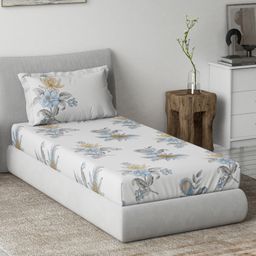 d'decor DDecor White Pink Floral 144 TC Single Bedsheet with 1 Pillow Covers-picture-9