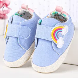 Cute Walk by Babyhug Velcro Closure Booties with Rainbow Theme Applique - Light Blue-picture-20