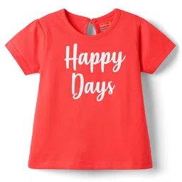 Babyhug 100% Cotton Knit Half Sleeves T-Shirt With Happy Days Text Print - Red-picture-25