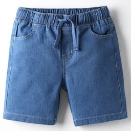 kookie kids india Kookie Kids Denim Above Knee Length Solid Shorts with Draw Cord - Light Blue-picture-9