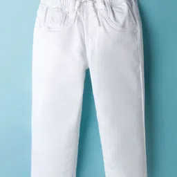RUFF Denim Woven Full Length Solid Colour Jeans - White-image-5