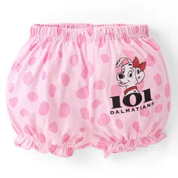 Babyhug Disney Lycra Knit Bloomers with Polka Dots &101 Dalmatians Print Pack of 3- Red Blue & Pink image 2